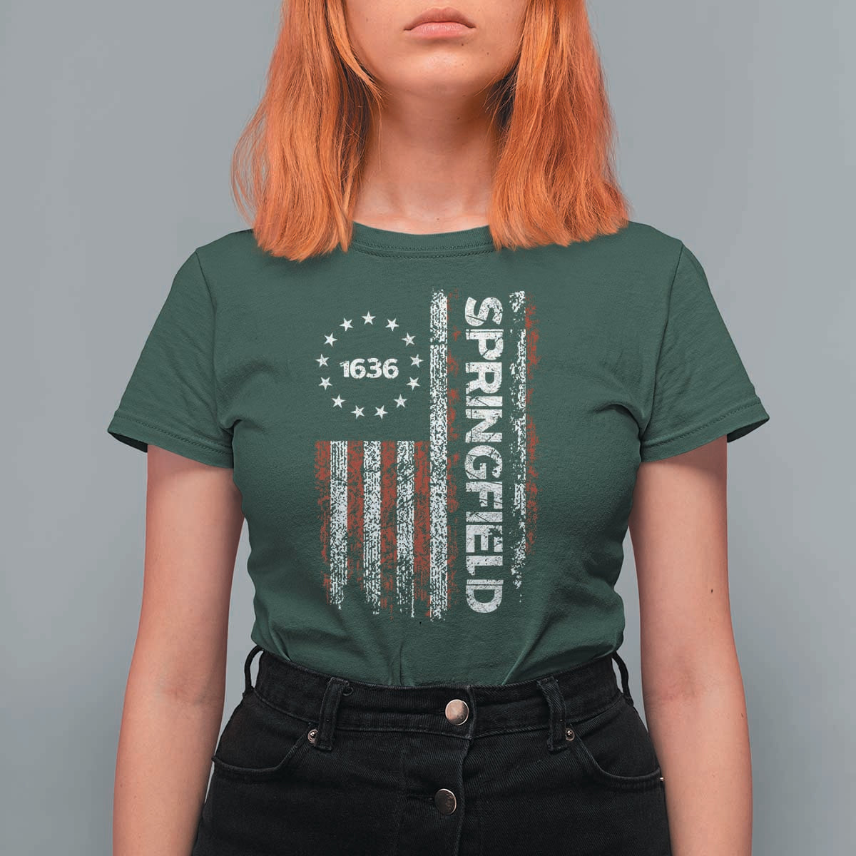 Springfield Massachusetts American Flag Established 1636 T Shirt For Women