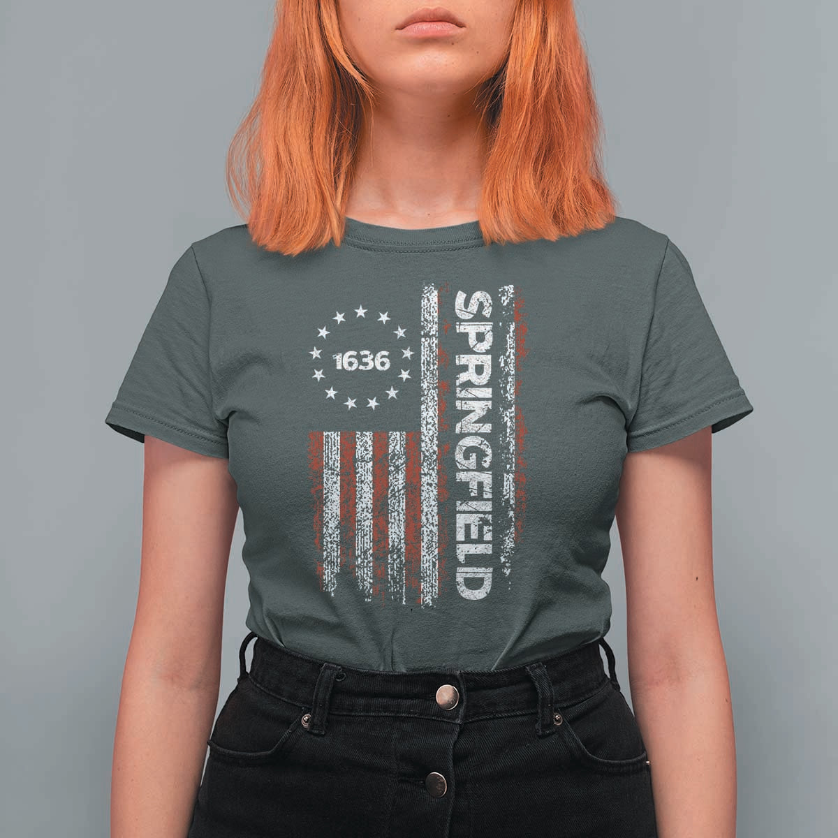 Springfield Massachusetts American Flag Established 1636 T Shirt For Women