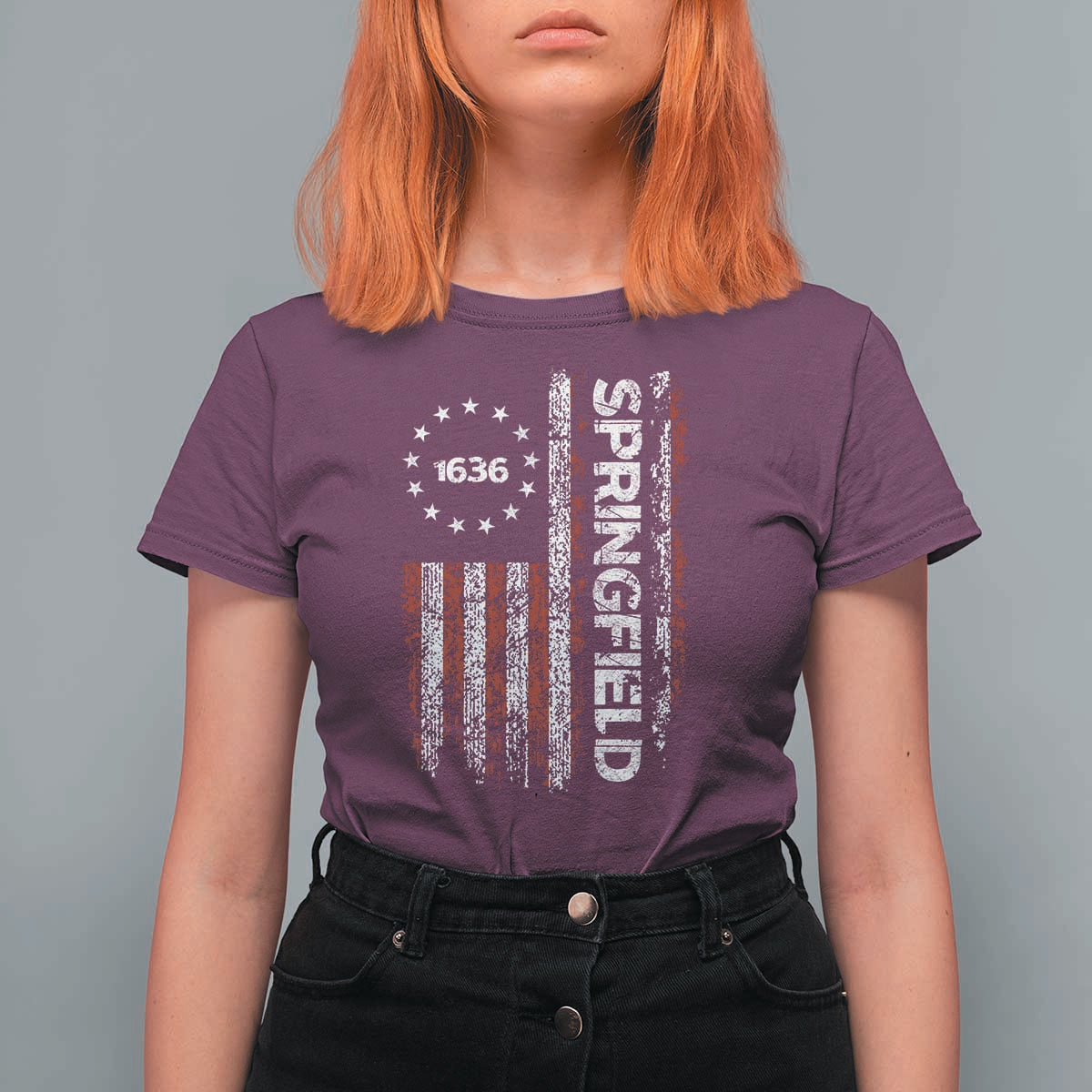 Springfield Massachusetts American Flag Established 1636 T Shirt For Women