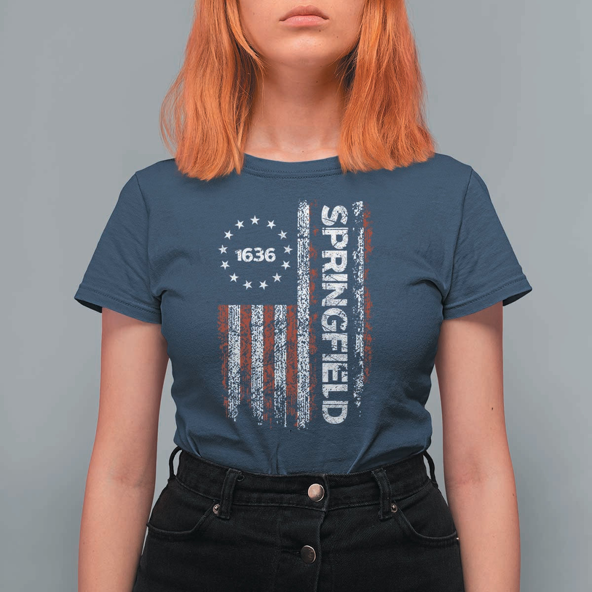 Springfield Massachusetts American Flag Established 1636 T Shirt For Women