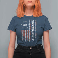 Springfield Massachusetts American Flag Established 1636 T Shirt For Women