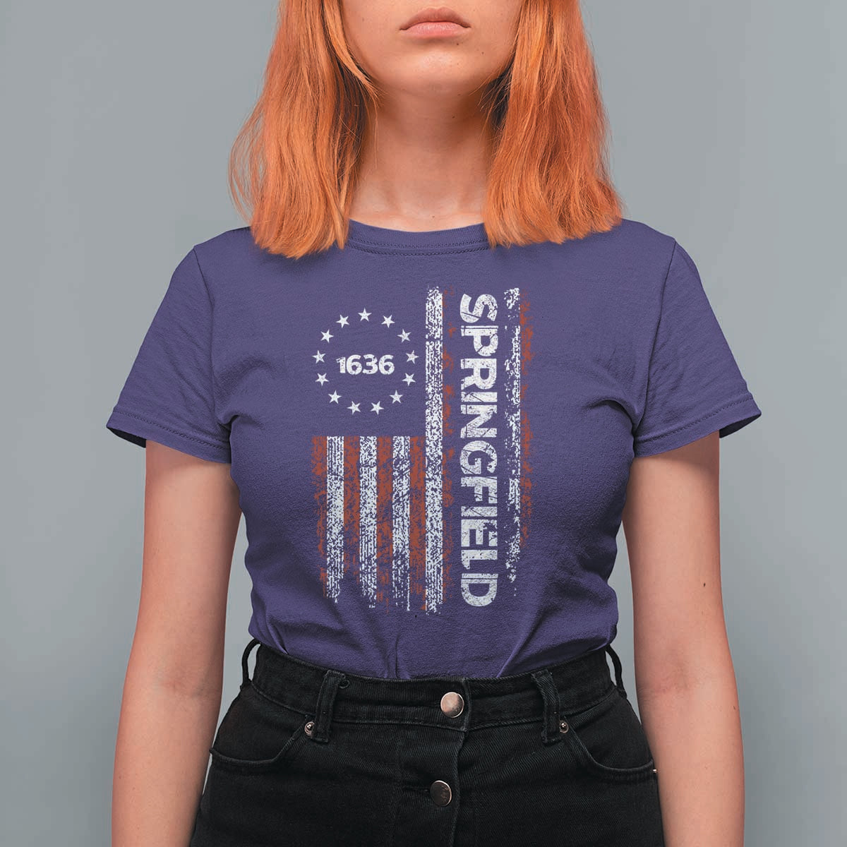 Springfield Massachusetts American Flag Established 1636 T Shirt For Women