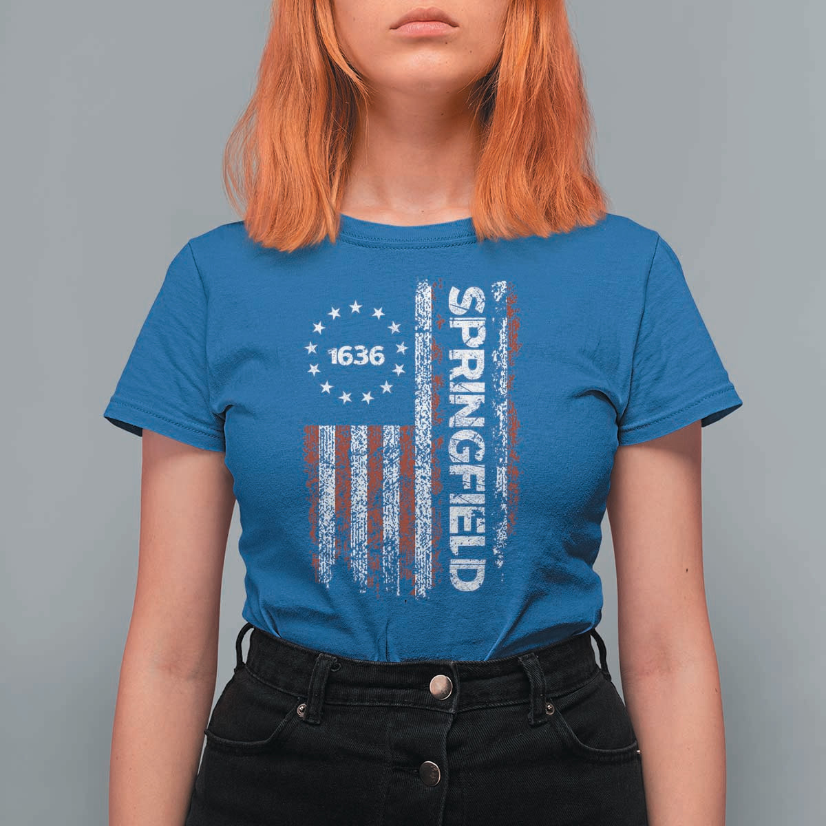 Springfield Massachusetts American Flag Established 1636 T Shirt For Women