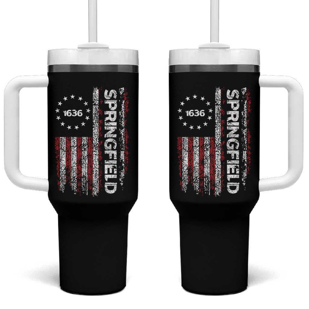 Springfield Massachusetts American Flag Established 1636 Tumbler With Handle