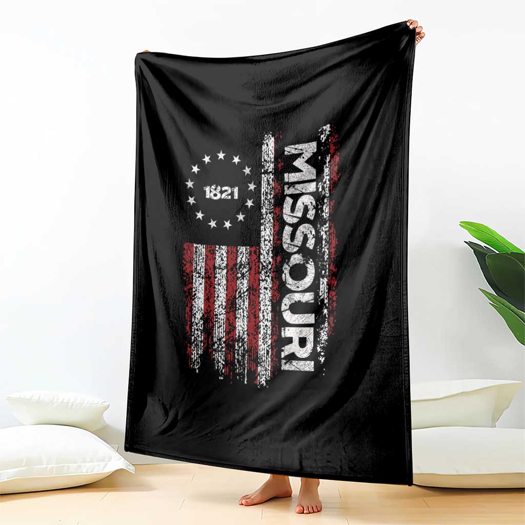 Missouri Missourian MO American Flag Established 1821 Throw Blanket