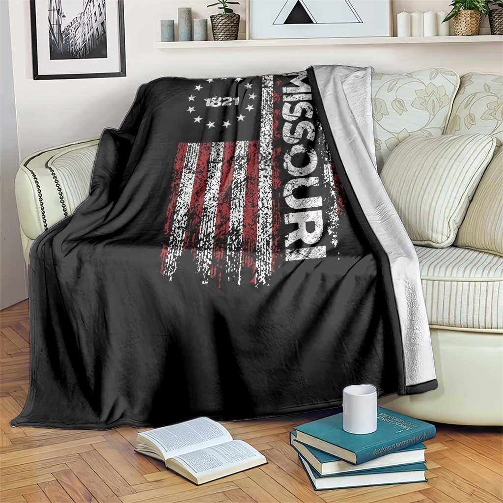 Missouri Missourian MO American Flag Established 1821 Throw Blanket