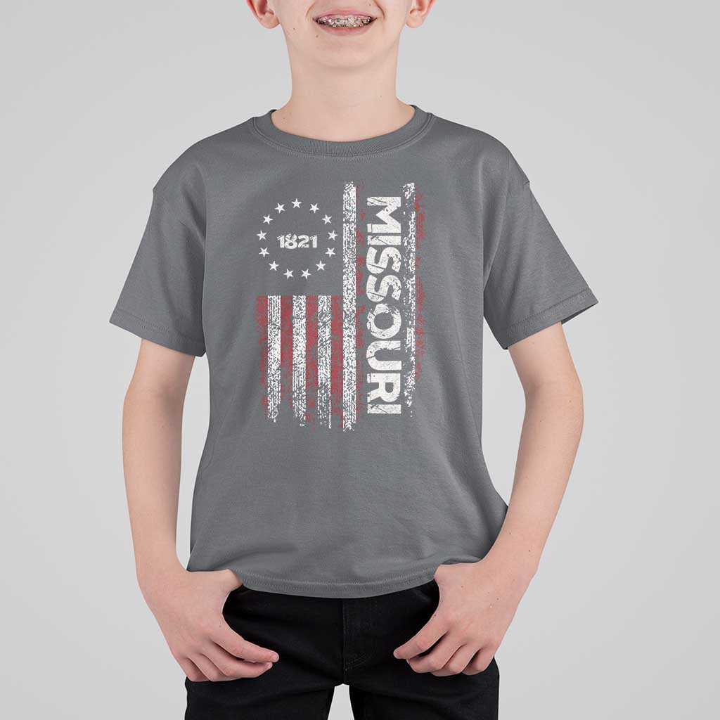 Missouri Missourian MO American Flag Established 1821 T Shirt For Kid