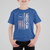 Missouri Missourian MO American Flag Established 1821 T Shirt For Kid