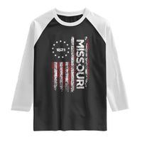Missouri Missourian MO American Flag Established 1821 Raglan Shirt