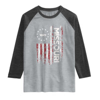 Missouri Missourian MO American Flag Established 1821 Raglan Shirt