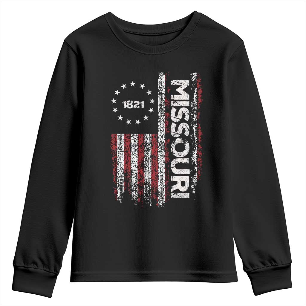 Missouri Missourian MO American Flag Established 1821 Youth Sweatshirt