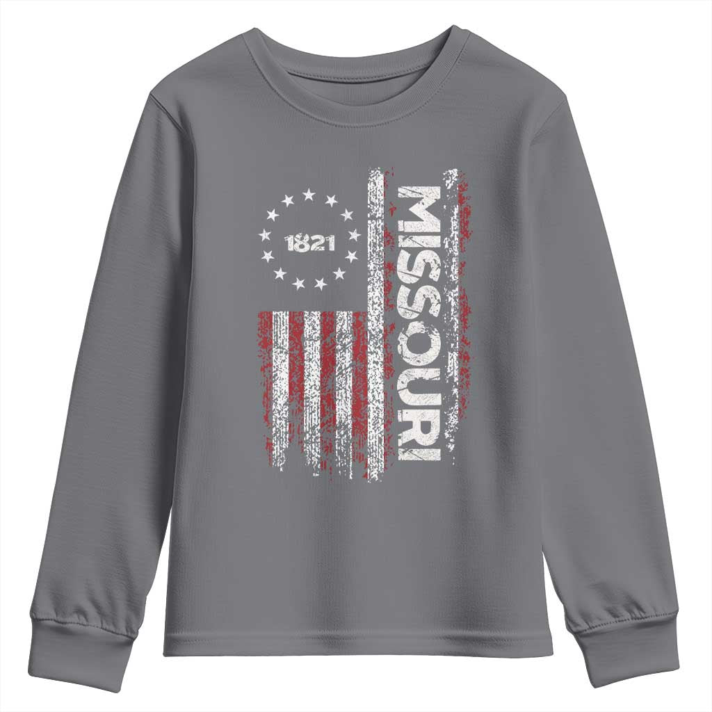 Missouri Missourian MO American Flag Established 1821 Youth Sweatshirt