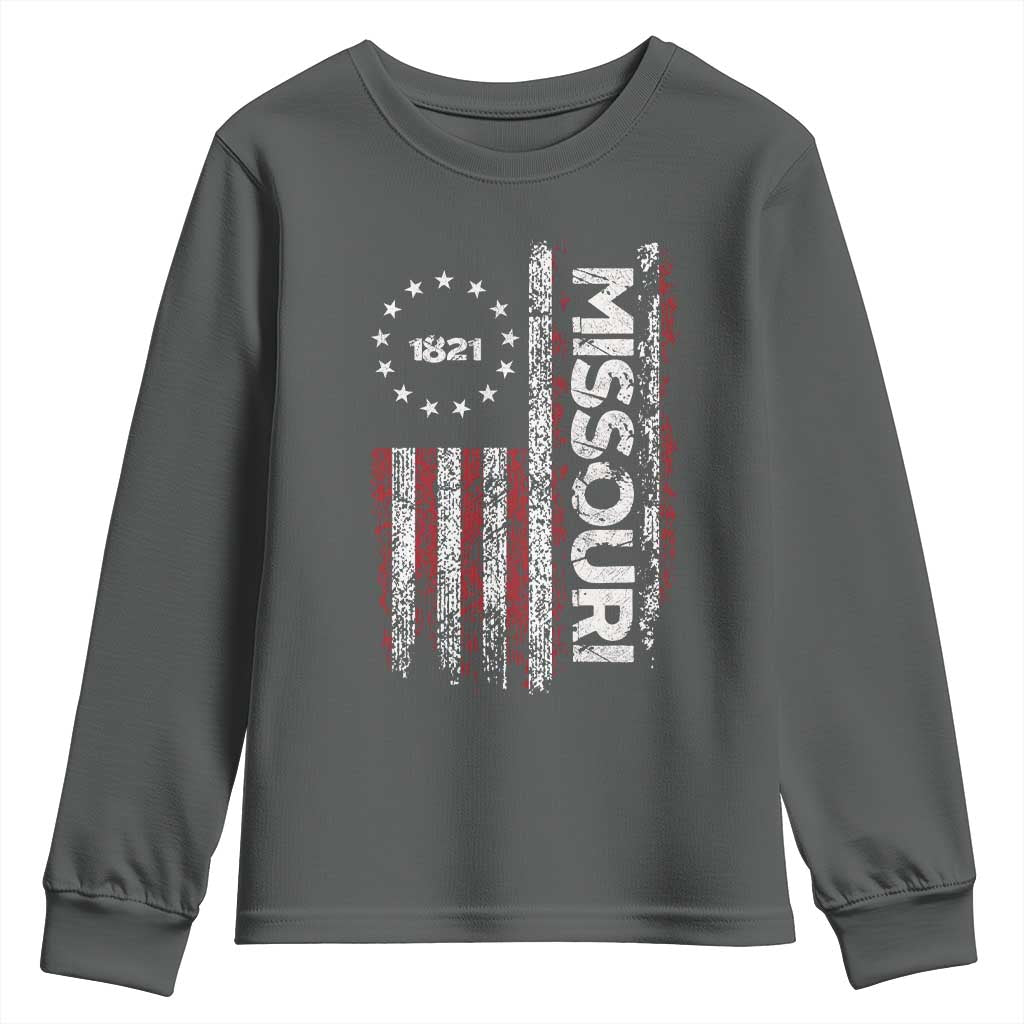 Missouri Missourian MO American Flag Established 1821 Youth Sweatshirt