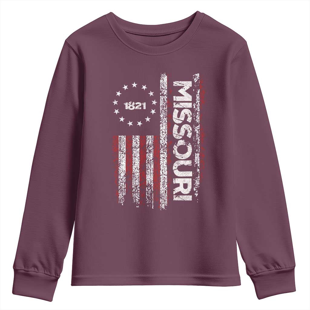 Missouri Missourian MO American Flag Established 1821 Youth Sweatshirt