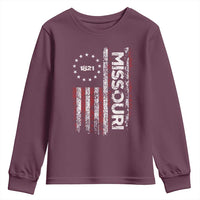Missouri Missourian MO American Flag Established 1821 Youth Sweatshirt
