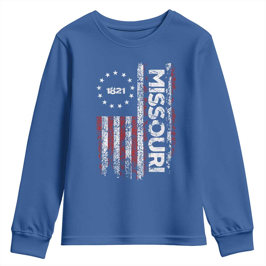 Missouri Missourian MO American Flag Established 1821 Youth Sweatshirt