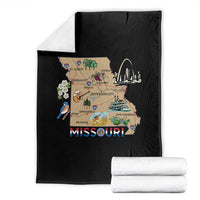Missouri Map Landmarks Major Cities Roads Flag Throw Blanket