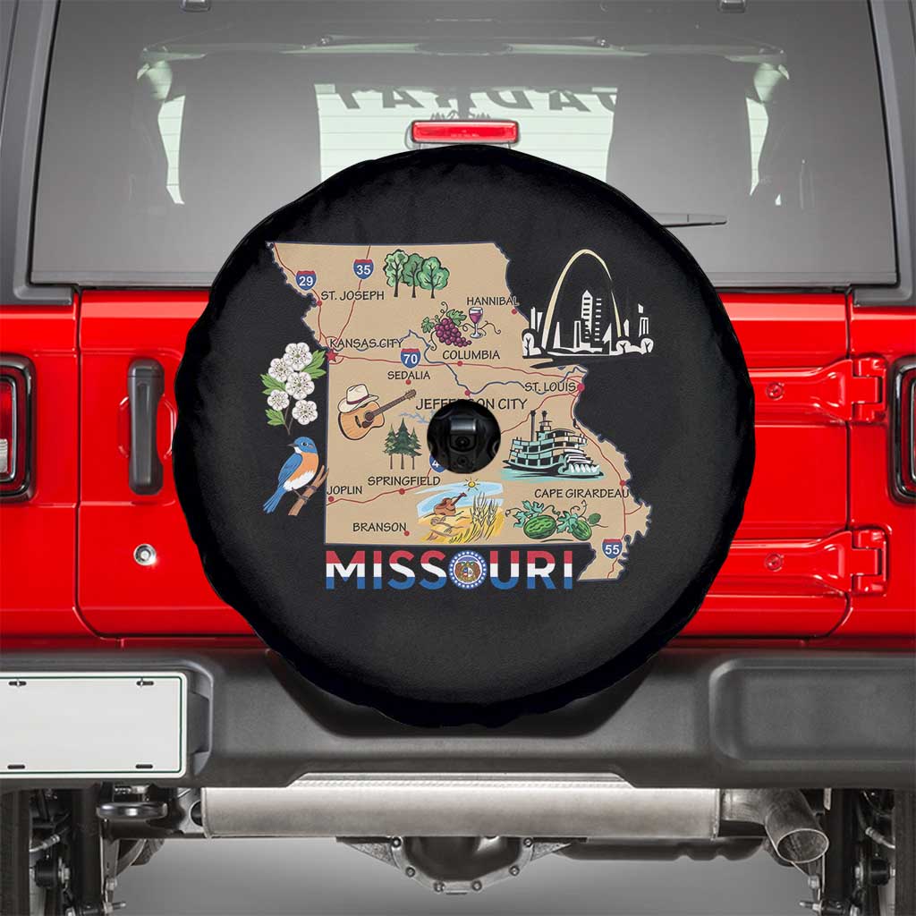 Missouri Map Landmarks Major Cities Roads Flag Spare Tire Cover
