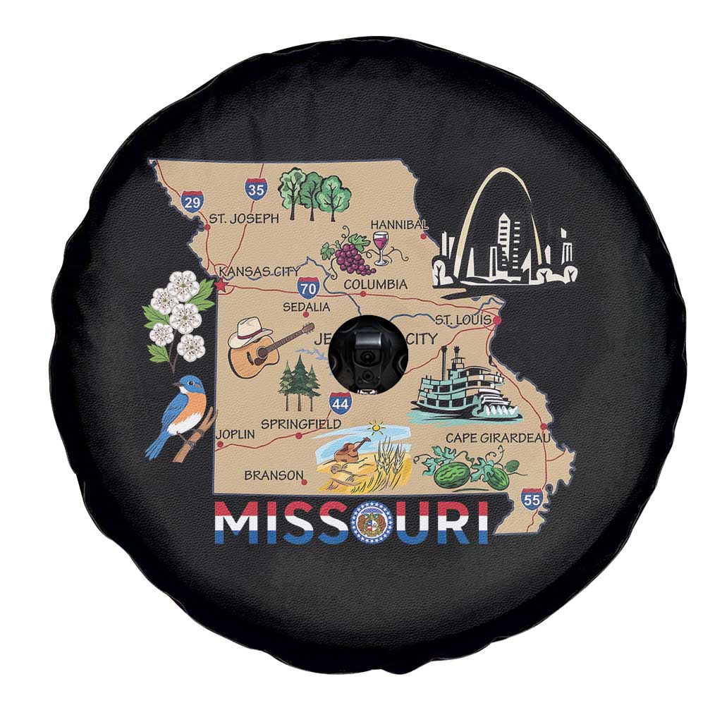 Missouri Map Landmarks Major Cities Roads Flag Spare Tire Cover