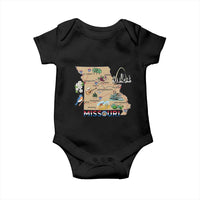 Missouri Map Landmarks Major Cities Roads Flag Baby Onesie