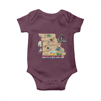 Missouri Map Landmarks Major Cities Roads Flag Baby Onesie