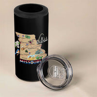 Missouri Map Landmarks Major Cities Roads Flag 4 in 1 Can Cooler Tumbler