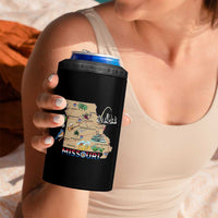 Missouri Map Landmarks Major Cities Roads Flag 4 in 1 Can Cooler Tumbler
