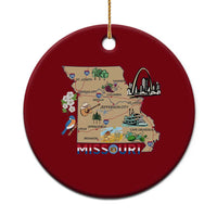 Missouri Map Landmarks Major Cities Roads Flag Ceramic Ornament