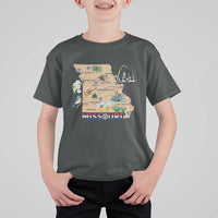 Missouri Map Landmarks Major Cities Roads Flag T Shirt For Kid