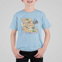 Missouri Map Landmarks Major Cities Roads Flag T Shirt For Kid