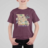 Missouri Map Landmarks Major Cities Roads Flag T Shirt For Kid