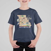 Missouri Map Landmarks Major Cities Roads Flag T Shirt For Kid
