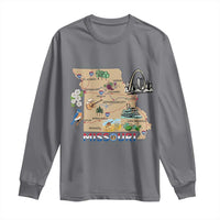 Missouri Map Landmarks Major Cities Roads Flag Long Sleeve Shirt