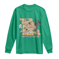 Missouri Map Landmarks Major Cities Roads Flag Long Sleeve Shirt