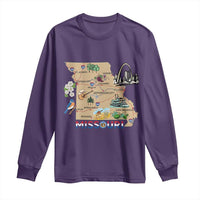 Missouri Map Landmarks Major Cities Roads Flag Long Sleeve Shirt