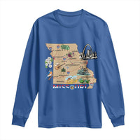 Missouri Map Landmarks Major Cities Roads Flag Long Sleeve Shirt