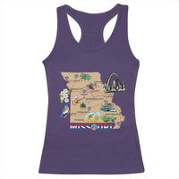 Missouri Map Landmarks Major Cities Roads Flag Racerback Tank Top