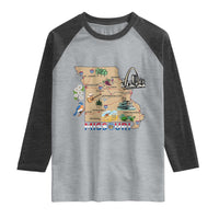 Missouri Map Landmarks Major Cities Roads Flag Raglan Shirt