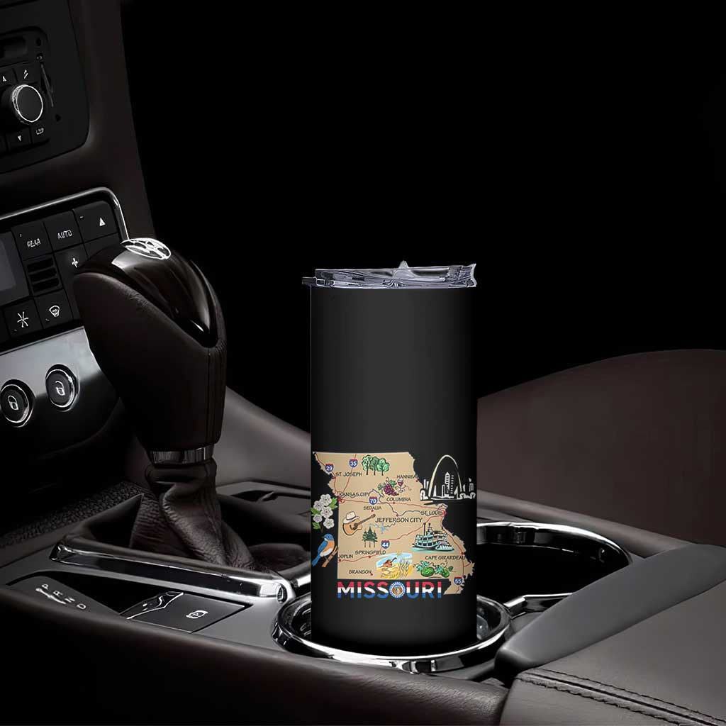 Missouri Map Landmarks Major Cities Roads Flag Skinny Tumbler