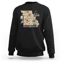 Missouri Map Landmarks Major Cities Roads Flag Sweatshirt