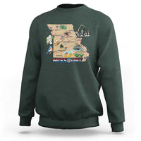 Missouri Map Landmarks Major Cities Roads Flag Sweatshirt