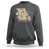 Missouri Map Landmarks Major Cities Roads Flag Sweatshirt