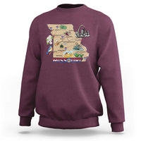 Missouri Map Landmarks Major Cities Roads Flag Sweatshirt