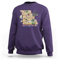 Missouri Map Landmarks Major Cities Roads Flag Sweatshirt