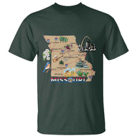 Missouri Map Landmarks Major Cities Roads Flag T Shirt
