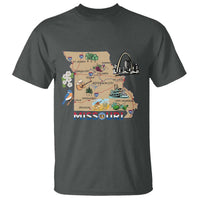 Missouri Map Landmarks Major Cities Roads Flag T Shirt