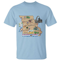 Missouri Map Landmarks Major Cities Roads Flag T Shirt