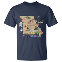Missouri Map Landmarks Major Cities Roads Flag T Shirt
