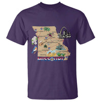 Missouri Map Landmarks Major Cities Roads Flag T Shirt