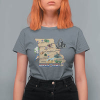 Missouri Map Landmarks Major Cities Roads Flag T Shirt For Women